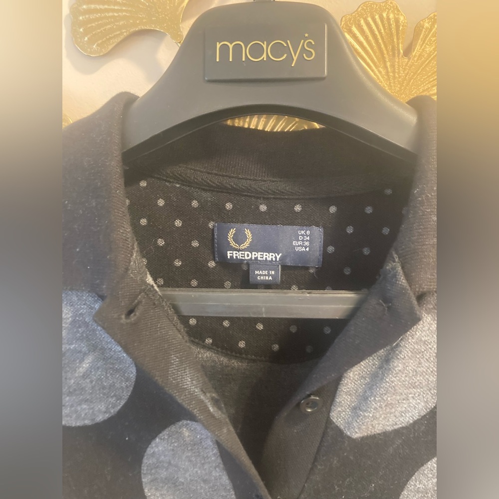 Fred Perry Black and Gray Polka Dot mini dress - Picture 2 of 4